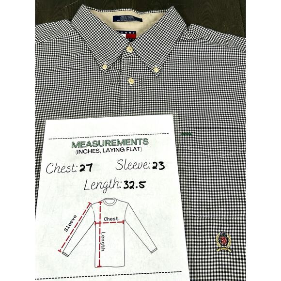 Vintage 2000 Tommy Hilfiger Gingham Button Down Shirt XXL Black & White Y2K - Picture 10 of 11